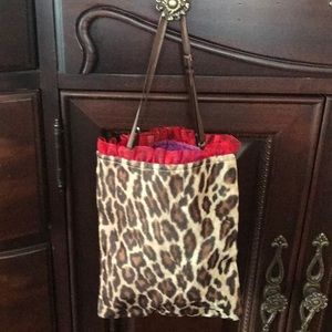 🍂 Leopard Cheetah Ruffle Trim Vintage 90s NWT Bag